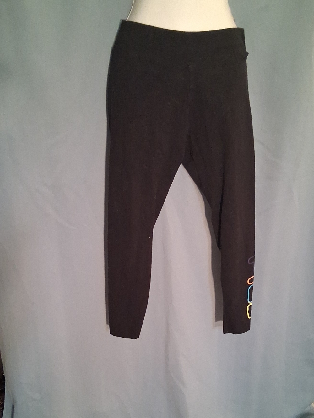 Kids Black Stretch Leggings with Color Accent